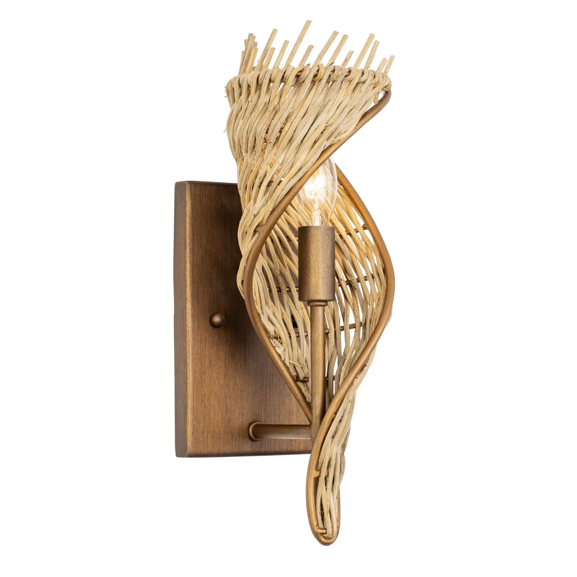 Flow 240K01BTR 1-Light Left Wall Sconce - Baguette/Natural Rattan 2 Flow 240K01BTR 1-Light Left Wall Sconce - Baguette/Natural Rattan - Image 2