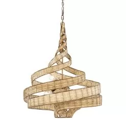 Flow 240P06BTR 6-Light Twist Pendant Light - Baguette/Natural Rattan