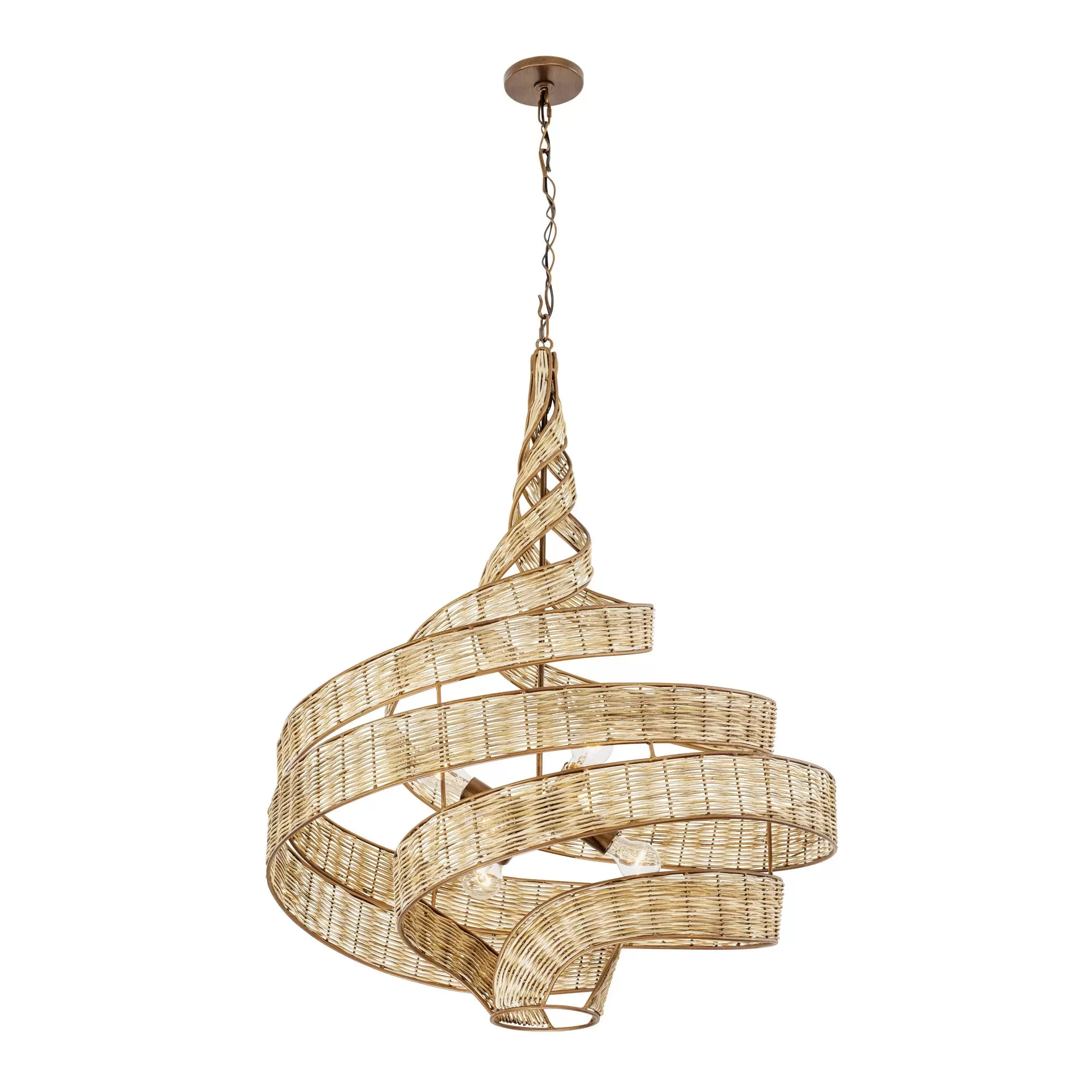 Flow 240P06LBTR 6-Light Large Twist Pendant Light - Baguette/Natural Rattan 2 Flow 240P06LBTR 6-Light Large Twist Pendant Light - Baguette/Natural Rattan - Image 2