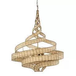 Flow 240P08BTR 8-Light Twist Pendant Light - Baguette/Natural Rattan