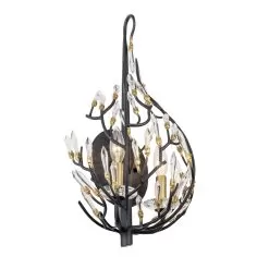 Bask 271K02MBFG 2-Light Crystal Wall Sconce - Matte Black/French Gold -Lighting Decoration Store 271K02MBFG 2