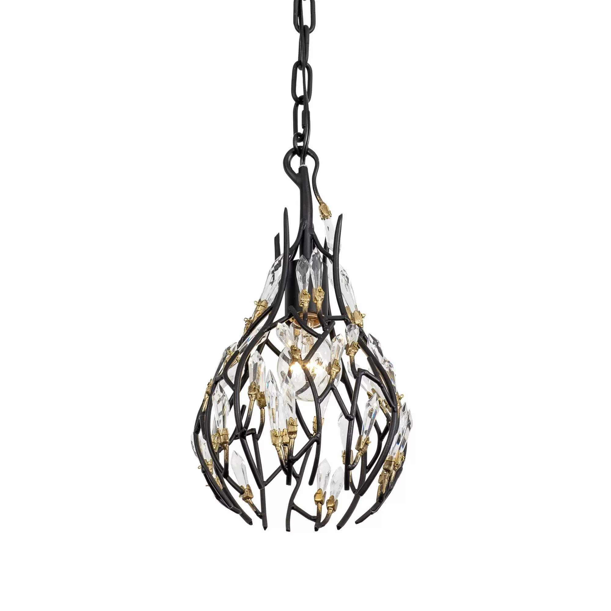 Bask 271M01MBFG 1-Light Crystal Mini Pendant Light - Matte Black/French Gold 1 Bask 271M01MBFG 1-Light Crystal Mini Pendant Light - Matte Black/French Gold