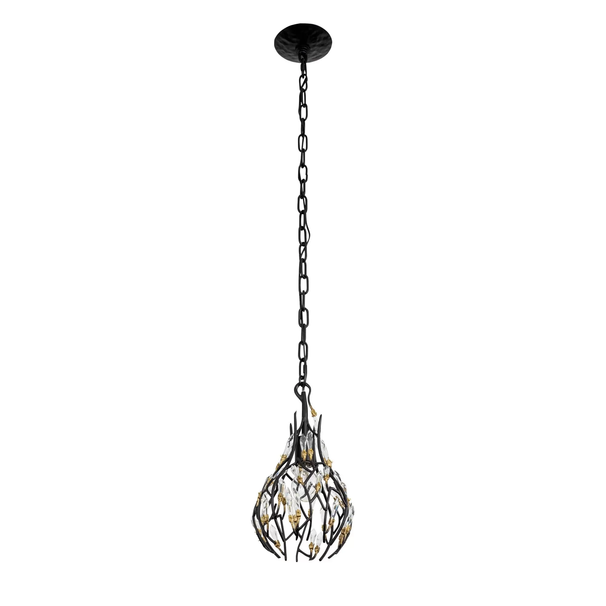 Bask 271M01MBFG 1-Light Crystal Mini Pendant Light - Matte Black/French Gold 4 Bask 271M01MBFG 1-Light Crystal Mini Pendant Light - Matte Black/French Gold - Image 4