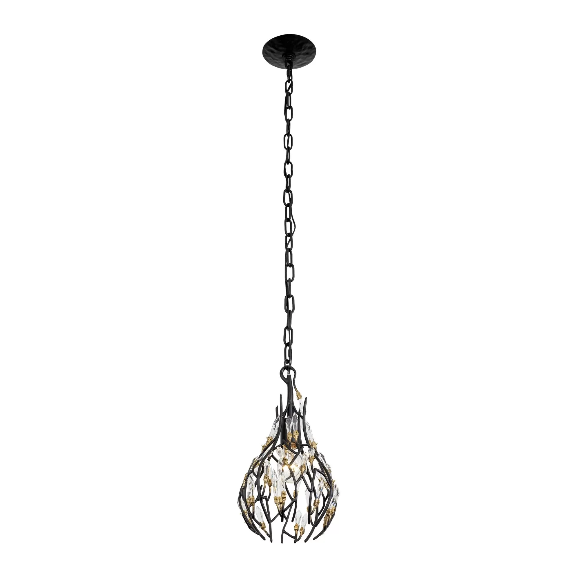 Bask 271M01MBFG 1-Light Crystal Mini Pendant Light - Matte Black/French Gold 5 Bask 271M01MBFG 1-Light Crystal Mini Pendant Light - Matte Black/French Gold - Image 5
