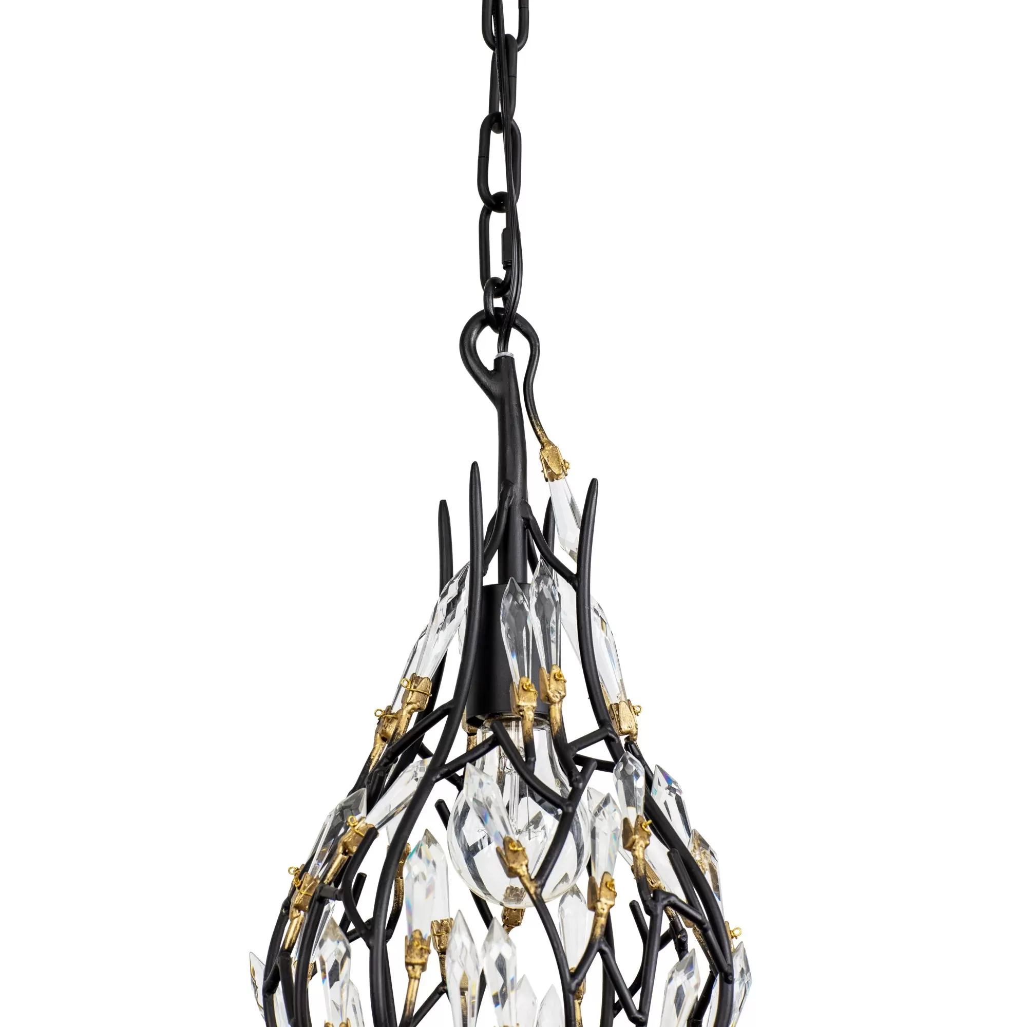 Bask 271M01MBFG 1-Light Crystal Mini Pendant Light - Matte Black/French Gold 6 Bask 271M01MBFG 1-Light Crystal Mini Pendant Light - Matte Black/French Gold - Image 6