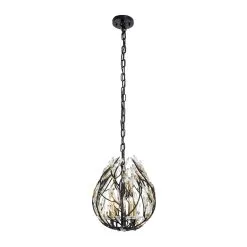 Bask 271N06MBFG 6-Light Crystal Kitchen Pendant Light - Matte Black/French Gold -Lighting Decoration Store 271N06MBFG 2
