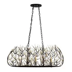 Bask 271N06MBFG 6-Light Crystal Kitchen Pendant Light - Matte Black/French Gold -Lighting Decoration Store 271N06MBFG 3
