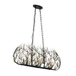 Bask 271N06MBFG 6-Light Crystal Kitchen Pendant Light - Matte Black/French Gold -Lighting Decoration Store 271N06MBFG 7