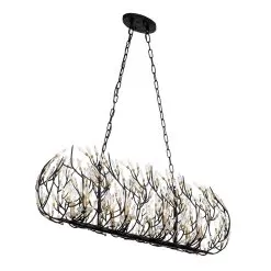 Bask 271N08MBFG 8-Light Crystal Kitchen Pendant Light - Matte Black/French Gold -Lighting Decoration Store 271N08MBFG 8