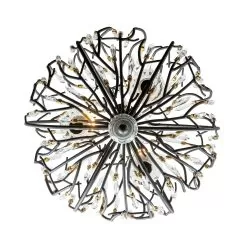 Bask 271P03MBFG 3-Light Crystal Pendant Light - Matte Black/French Gold -Lighting Decoration Store 271P03MBFG 2