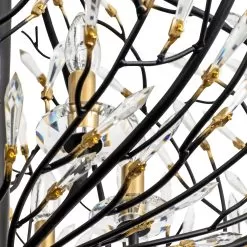 Bask 271P06MBFG 6-Light Crystal Pendant Light - Matte Black/French Gold -Lighting Decoration Store 271P06MBFG Detail 1