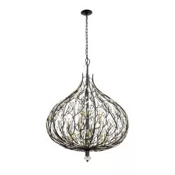 Bask 271P09MBFG 9-Light Crystal Pendant Light - Matte Black/French Gold -Lighting Decoration Store 271P09MBFG 3