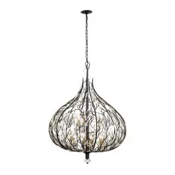 Bask 271P09MBFG 9-Light Crystal Pendant Light - Matte Black/French Gold -Lighting Decoration Store 271P09MBFG 4