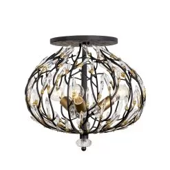 Bask 271S03MBFG 3-Light Crystal Ceiling Light - Matte Black/French Gold