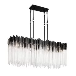 Matrix 309N08MBFG 8-Light Linear Pendant Light - Matte Black/French Gold -Lighting Decoration Store 309N08MBFG