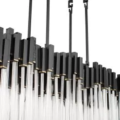 Matrix 309N08MBFG 8-Light Linear Pendant Light - Matte Black/French Gold -Lighting Decoration Store 309N08MBFG Detail 1