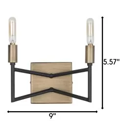Bodie 314B02HGCB 2-Light Vanity Light - Havana Gold/Carbon -Lighting Decoration Store 314B02HGCB dimensions