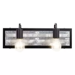 Abbey Rose 336B02BL 2-Light Vanity Light - Black/Galvanized