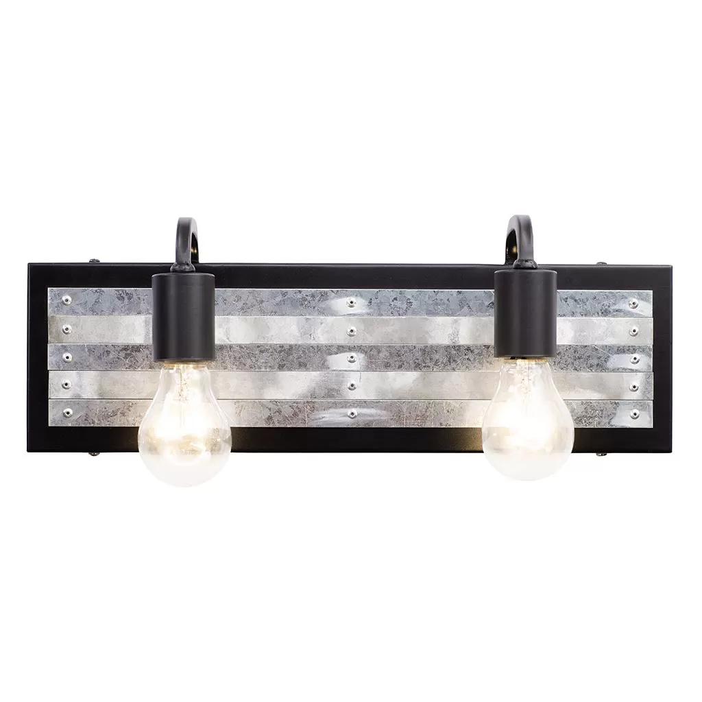 Abbey Rose 336B02BL 2-Light Vanity Light - Black/Galvanized 1 Abbey Rose 336B02BL 2-Light Vanity Light - Black/Galvanized