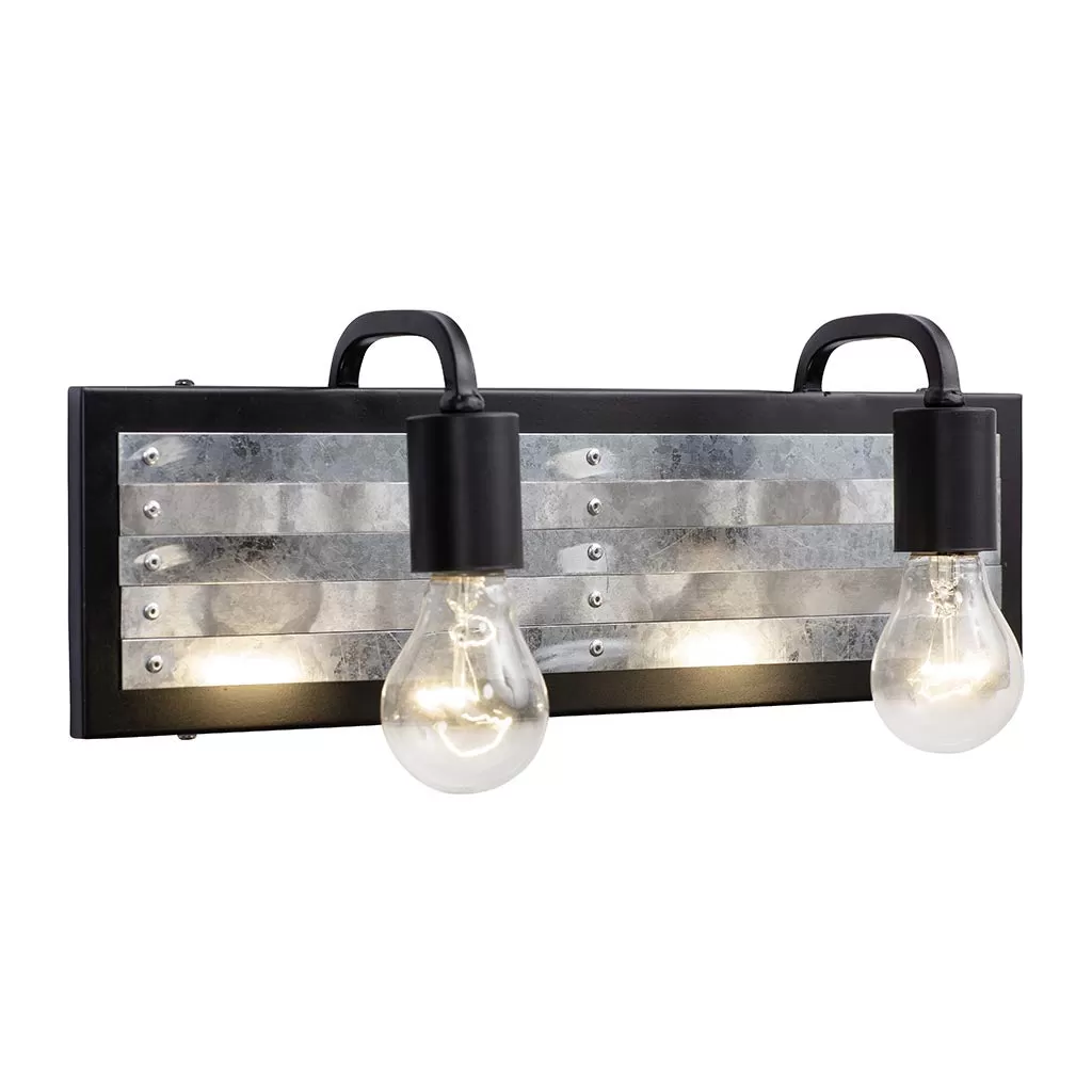 Abbey Rose 336B02BL 2-Light Vanity Light - Black/Galvanized 3 Abbey Rose 336B02BL 2-Light Vanity Light - Black/Galvanized - Image 3
