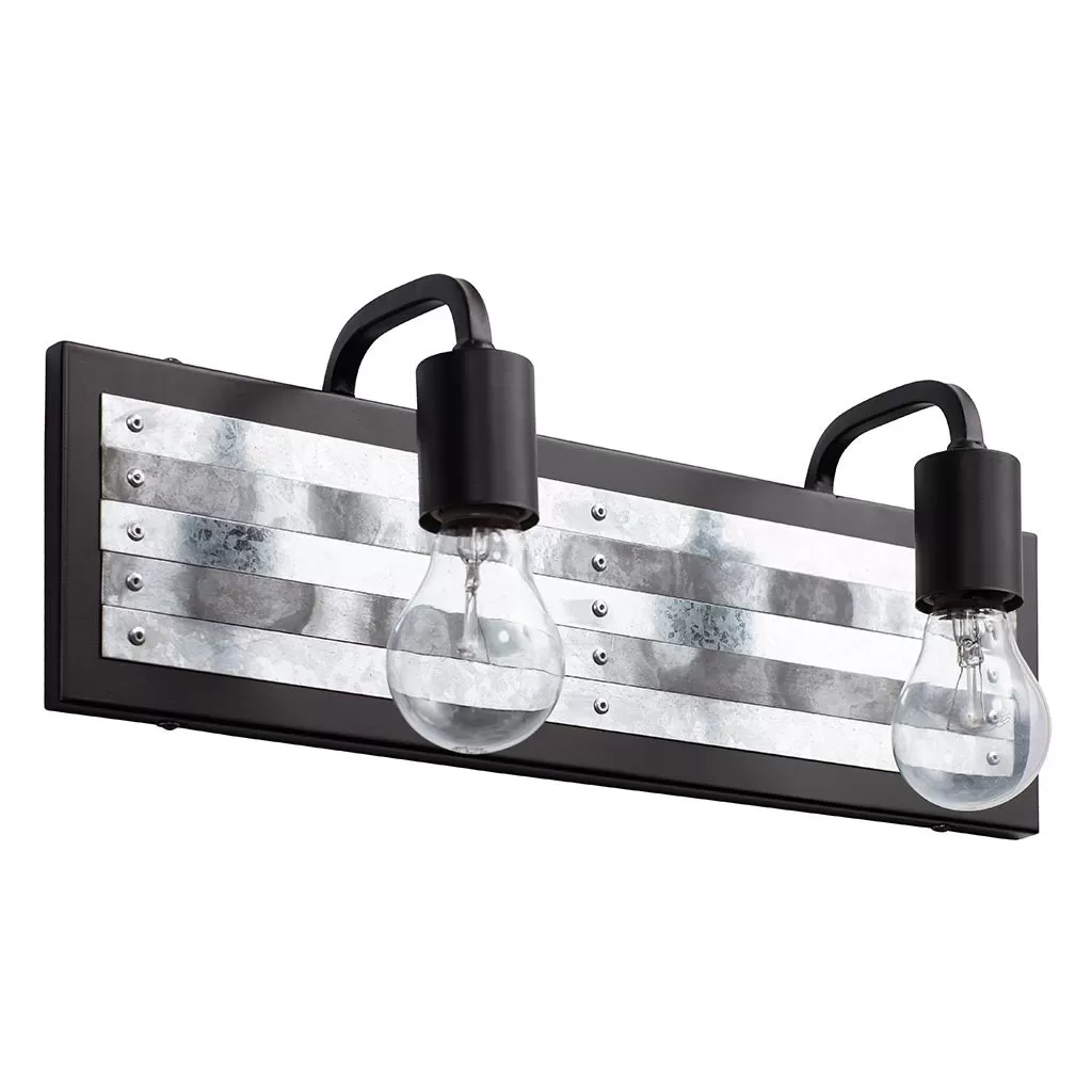Abbey Rose 336B02BL 2-Light Vanity Light - Black/Galvanized 4 Abbey Rose 336B02BL 2-Light Vanity Light - Black/Galvanized - Image 4