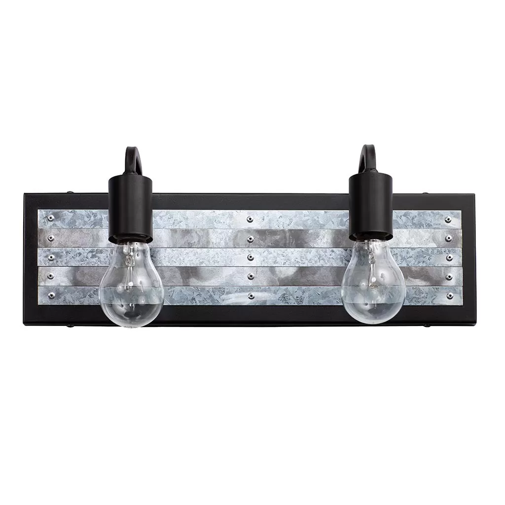 Abbey Rose 336B02BL 2-Light Vanity Light - Black/Galvanized 5 Abbey Rose 336B02BL 2-Light Vanity Light - Black/Galvanized - Image 5