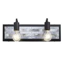 Abbey Rose 336B02BL 2-Light Vanity Light - Black/Galvanized 11 Abbey Rose 336B02BL 2-Light Vanity Light - Black/Galvanized -Lighting Decoration Store 336B02BL 5