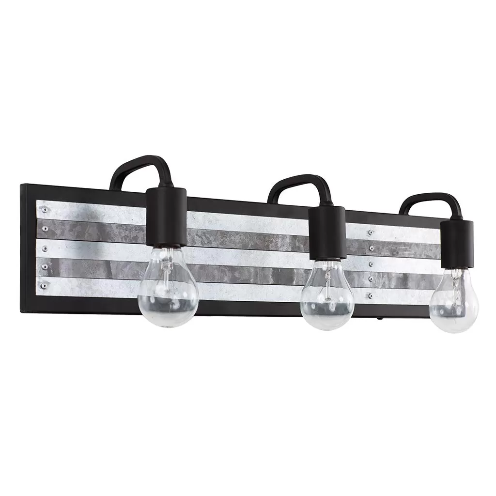 Abbey Rose 336B03BL 3-Light Vanity Light - Black/Galvanized 2 Abbey Rose 336B03BL 3-Light Vanity Light - Black/Galvanized - Image 2