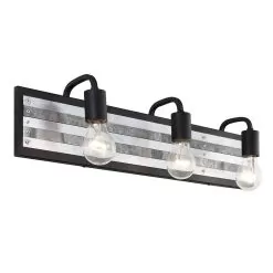 Abbey Rose 336B03BL 3-Light Vanity Light - Black/Galvanized 10 Abbey Rose 336B03BL 3-Light Vanity Light - Black/Galvanized -Lighting Decoration Store 336B03BL 3
