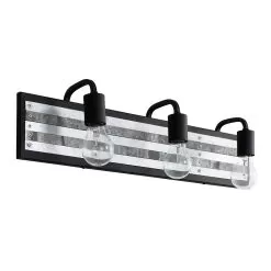 Abbey Rose 336B03BL 3-Light Vanity Light - Black/Galvanized 11 Abbey Rose 336B03BL 3-Light Vanity Light - Black/Galvanized -Lighting Decoration Store 336B03BL 4