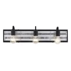 Abbey Rose 336B03BL 3-Light Vanity Light - Black/Galvanized 13 Abbey Rose 336B03BL 3-Light Vanity Light - Black/Galvanized -Lighting Decoration Store 336B03BL 5