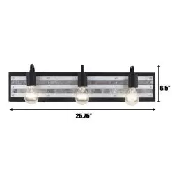Abbey Rose 336B03BL 3-Light Vanity Light - Black/Galvanized 12 Abbey Rose 336B03BL 3-Light Vanity Light - Black/Galvanized -Lighting Decoration Store 336B03BL 5 DIM