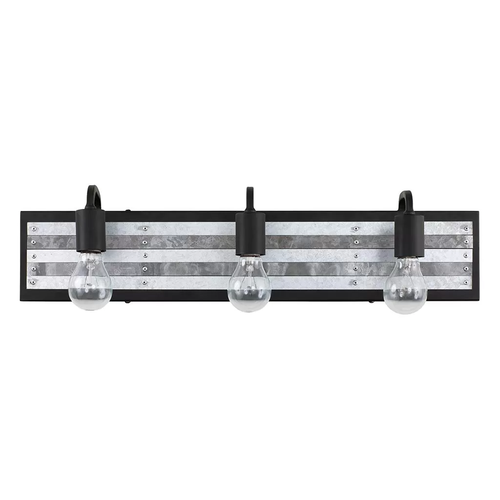 Abbey Rose 336B03BL 3-Light Vanity Light - Black/Galvanized 7 Abbey Rose 336B03BL 3-Light Vanity Light - Black/Galvanized - Image 7