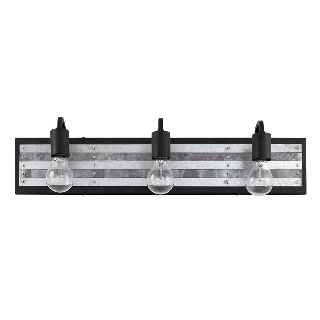 Abbey Rose 336B03BL 3-Light Vanity Light - Black/Galvanized 8 Abbey Rose 336B03BL 3-Light Vanity Light - Black/Galvanized - Image 8