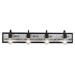 Abbey Rose 336B04BL 4-Light Vanity Light - Black/Galvanized 9 Abbey Rose 336B04BL 4-Light Vanity Light - Black/Galvanized -Lighting Decoration Store 336B04BL 2