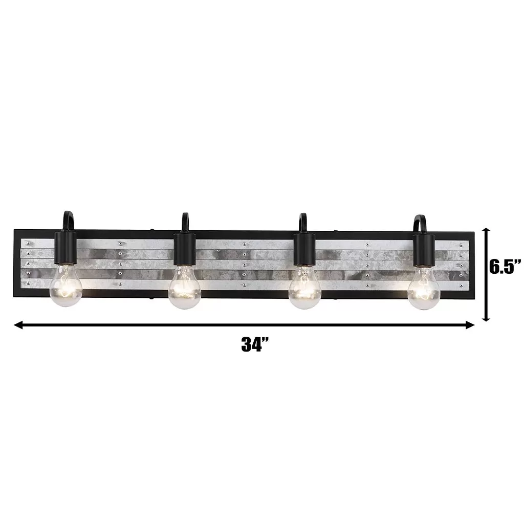 Abbey Rose 336B04BL 4-Light Vanity Light - Black/Galvanized 2 Abbey Rose 336B04BL 4-Light Vanity Light - Black/Galvanized - Image 2