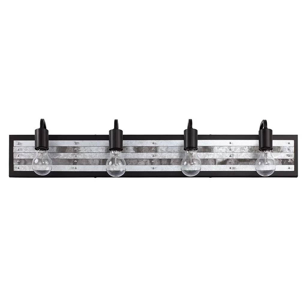 Abbey Rose 336B04BL 4-Light Vanity Light - Black/Galvanized 5 Abbey Rose 336B04BL 4-Light Vanity Light - Black/Galvanized - Image 5