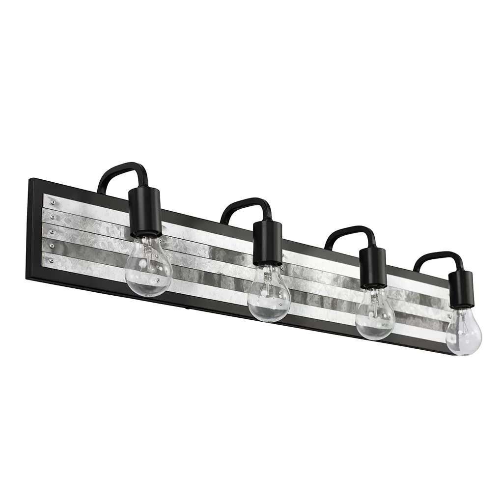 Abbey Rose 336B04BL 4-Light Vanity Light - Black/Galvanized 6 Abbey Rose 336B04BL 4-Light Vanity Light - Black/Galvanized - Image 6
