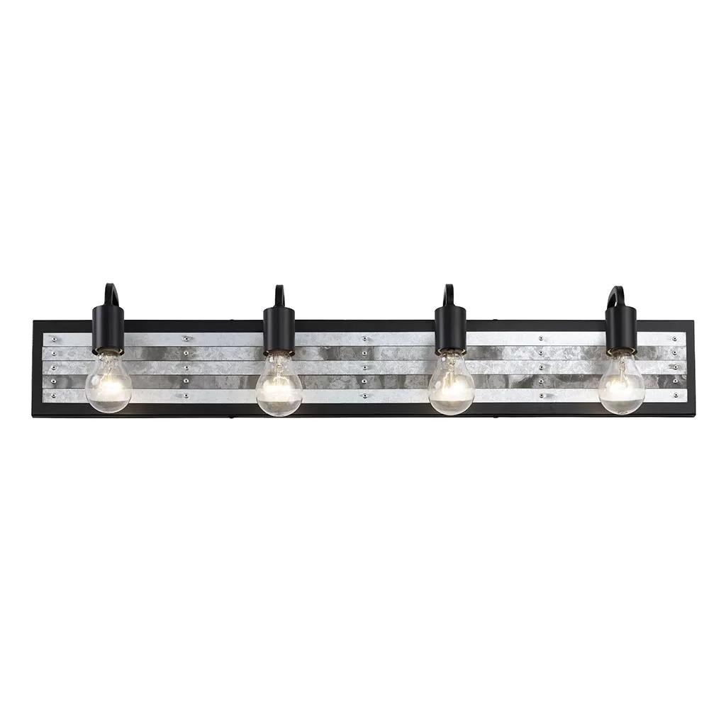 Abbey Rose 336B04BL 4-Light Vanity Light - Black/Galvanized 7 Abbey Rose 336B04BL 4-Light Vanity Light - Black/Galvanized - Image 7