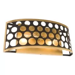 Bailey 346B02MBFG 2-Light Vanity Light - Matte Black/French Gold -Lighting Decoration Store 346B02MBFG 1