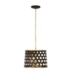 Bailey 346P03MBFG 3-Light Convertible Pendant/Semi-Flush - Matte Black/French Gold -Lighting Decoration Store 346P03MBFG 3
