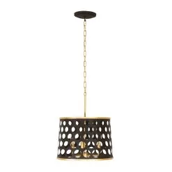 Bailey 346P03MBFG 3-Light Convertible Pendant/Semi-Flush - Matte Black/French Gold -Lighting Decoration Store 346P03MBFG 5