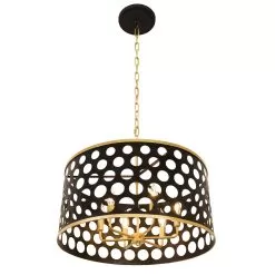Bailey 346P06MBFG 6-Light Pendant Light - Matte Black/French Gold -Lighting Decoration Store 346P06MBFG 1