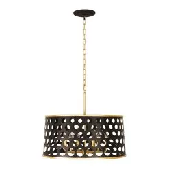 Bailey 346P06MBFG 6-Light Pendant Light - Matte Black/French Gold -Lighting Decoration Store 346P06MBFG 5