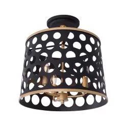 Bailey 346S03MBFG 3-Light Pendant Light - Matte Black/French Gold