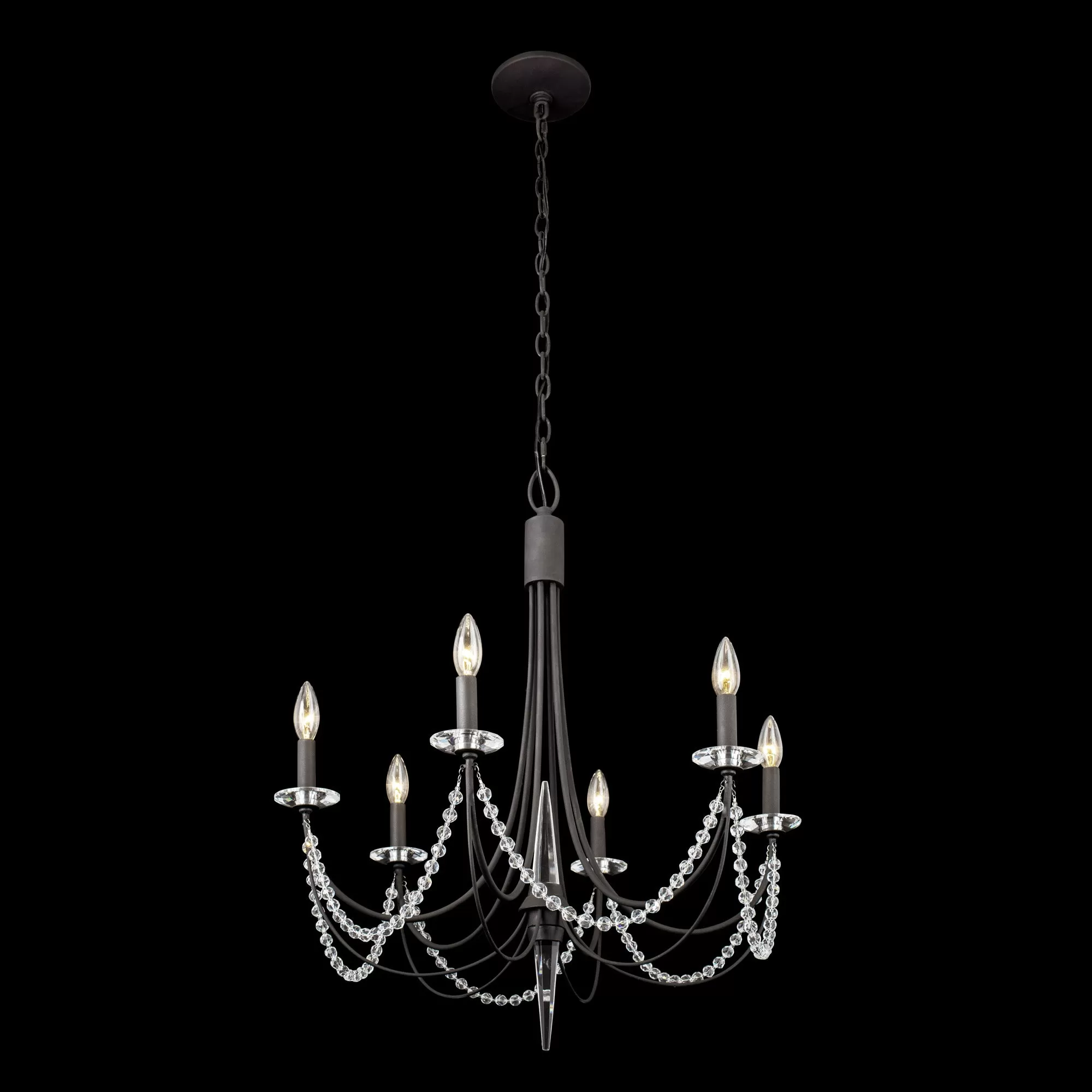 Brentwood 350C06CB 6-Light Chandelier - Carbon Black 2 Brentwood 350C06CB 6-Light Chandelier - Carbon Black - Image 2