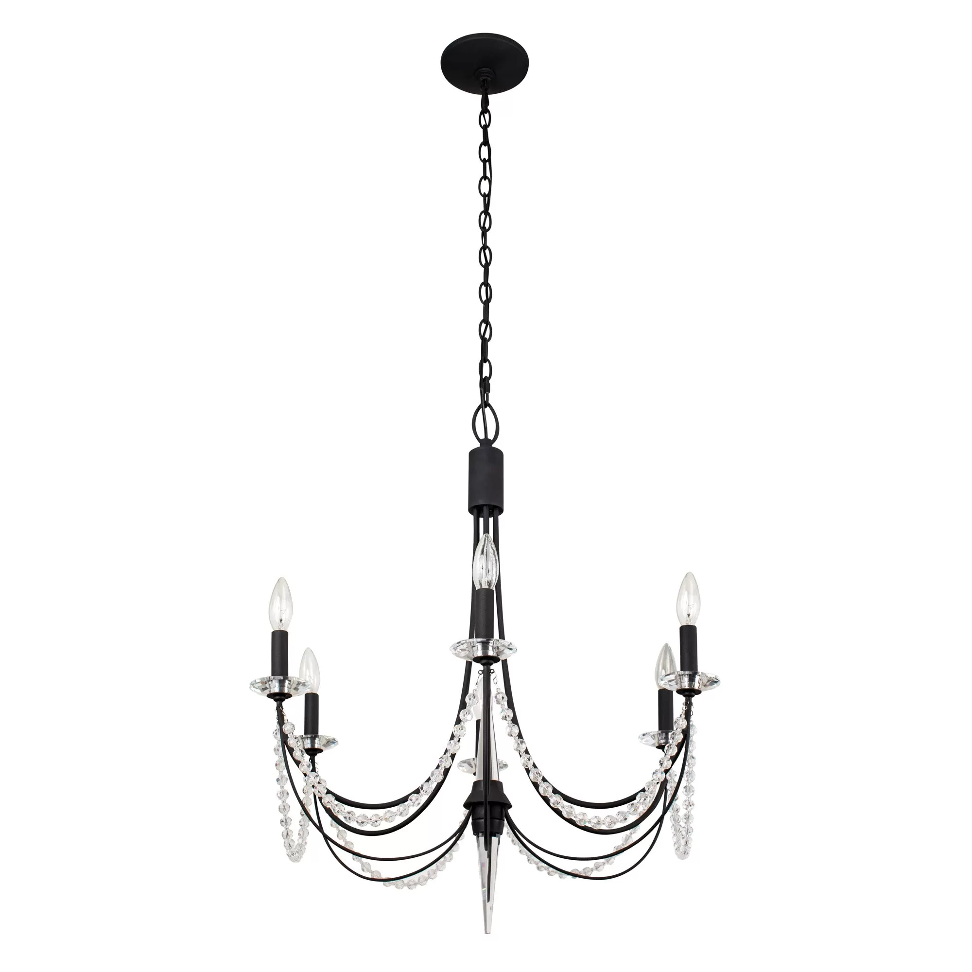 Brentwood 350C06CB 6-Light Chandelier - Carbon Black 3 Brentwood 350C06CB 6-Light Chandelier - Carbon Black - Image 3