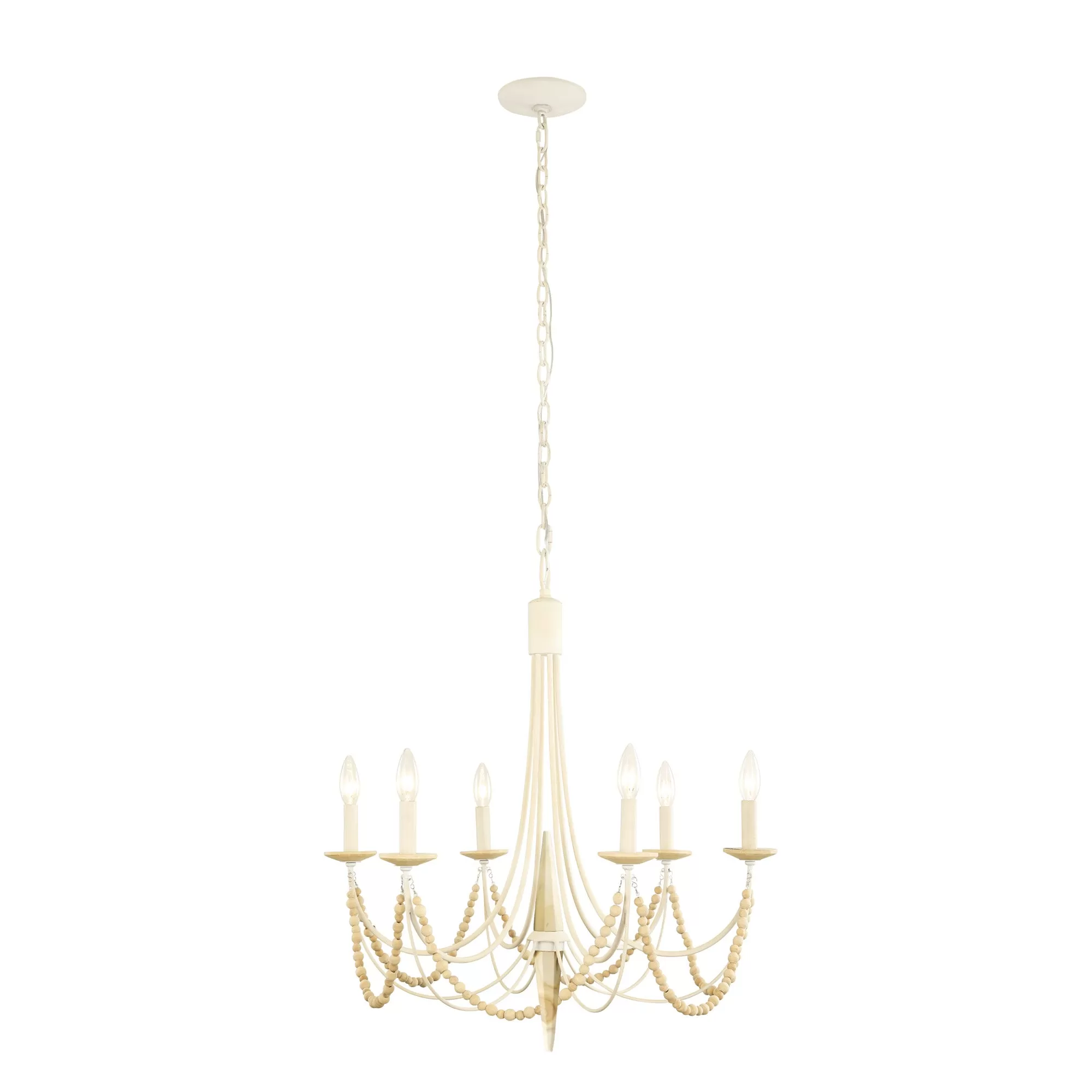 Brentwood 350C06CW 6-Light Chandelier - Country White 2 Brentwood 350C06CW 6-Light Chandelier - Country White - Image 2