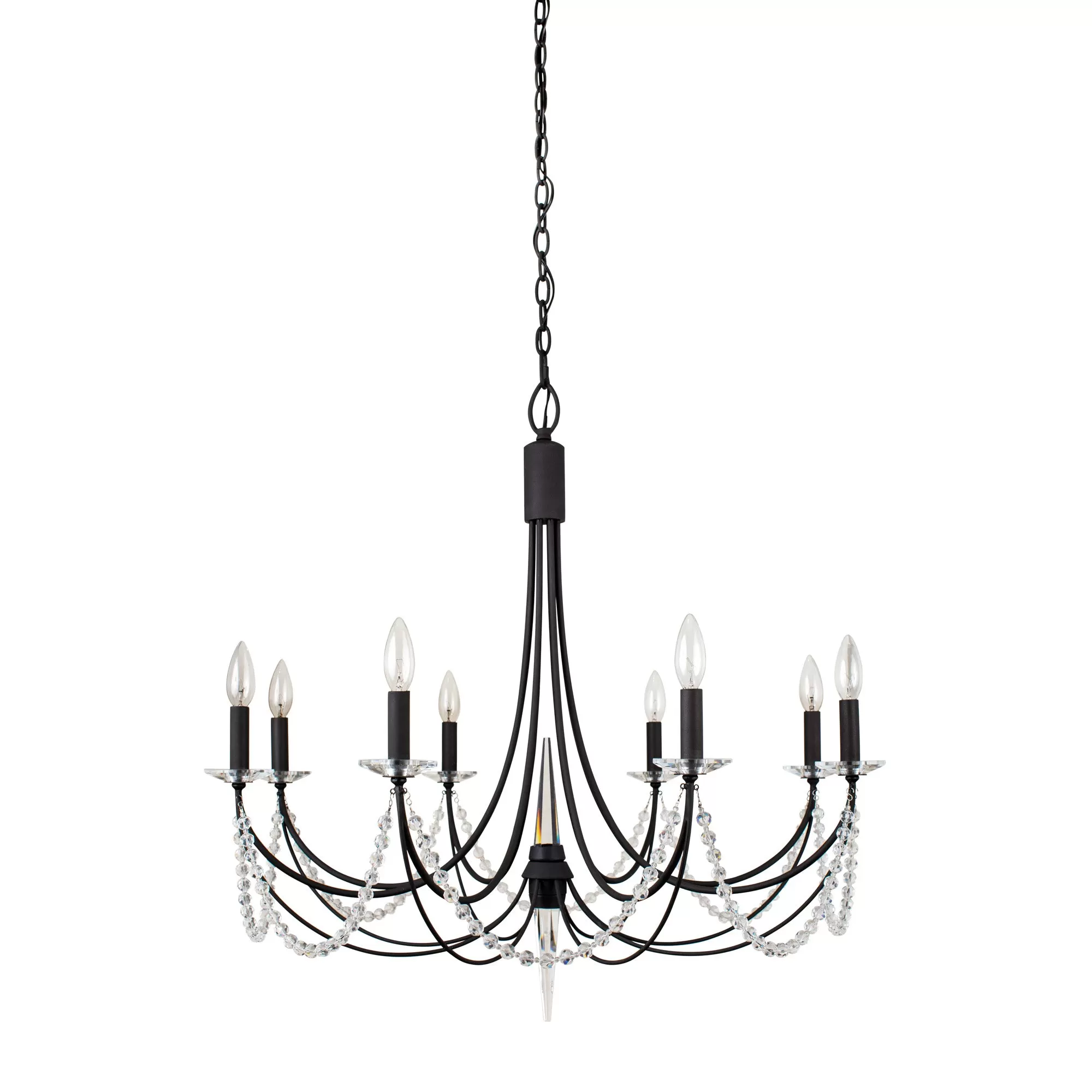 Brentwood 350C08CB 8-Light Chandelier - Carbon Black 4 Brentwood 350C08CB 8-Light Chandelier - Carbon Black - Image 4