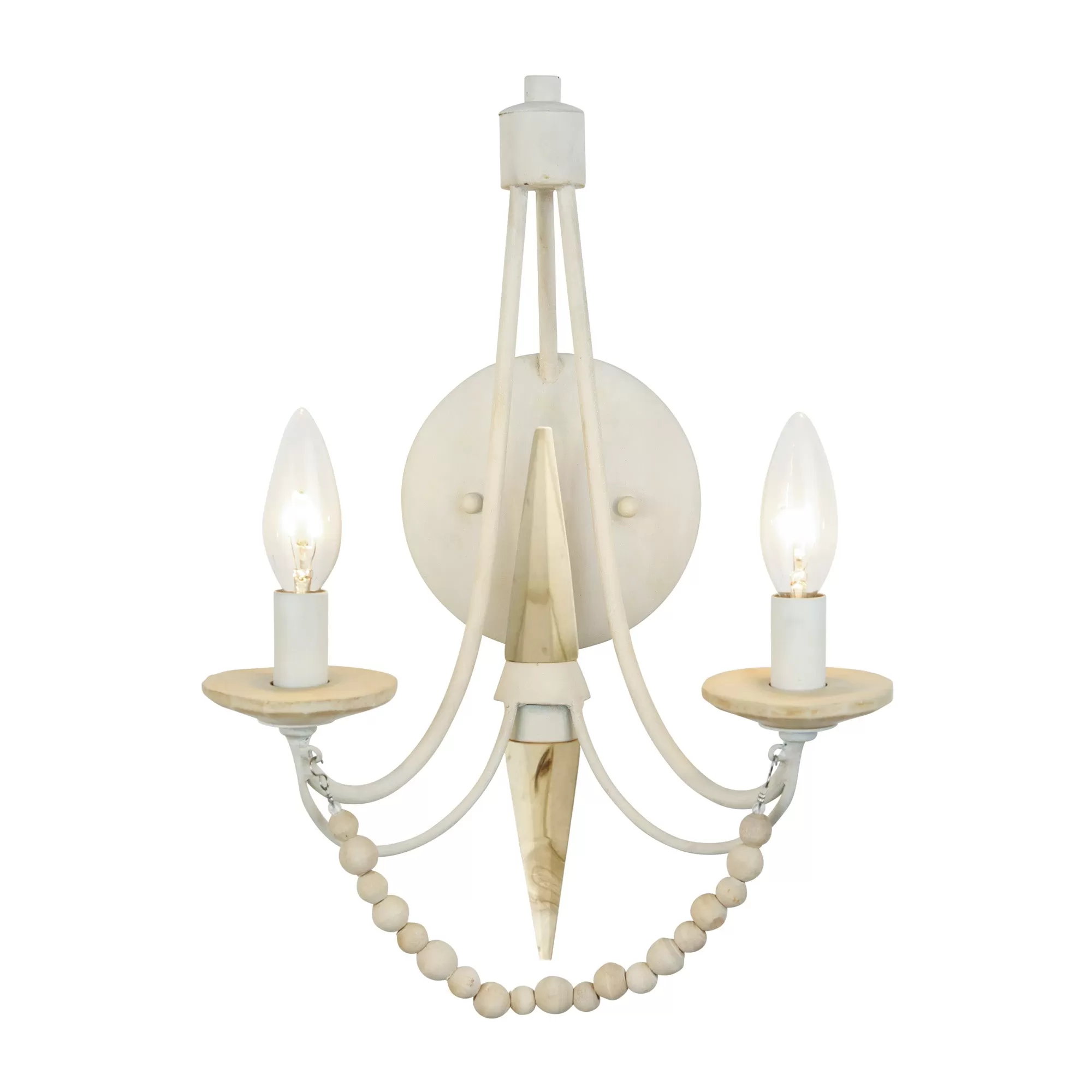 Brentwood 350W02CW 2-Light Wall Sconce - Country White 4 Brentwood 350W02CW 2-Light Wall Sconce - Country White - Image 4